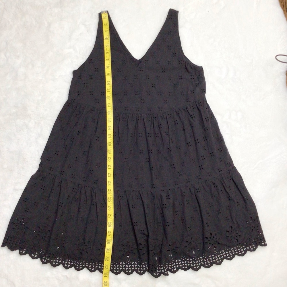 LOFT Black Eyelet Sleeveless Tiered Swing Dress XS - Picture 9 of 11